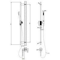 Gessi Anello штанга в комплекте с душевой лейкой, шланг 1,50 м и вывод воды, цвет Black Metal Brushed PVD - Gidratop.ru изображение