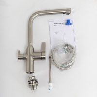 Смеситель для кухни с краном для питьевой воды, нержавеющая сталь, исполнение сатин BB-LAM57-IN - Gidratop.ru изображение