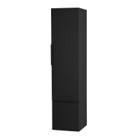 PREMIUM Колонна подвесная с распашной дверью, с зеркалом внутри, одним выдвижным ящиком, реверсивная 55507 Plisse Nero opaco, 35x38x150 - Gidratop.ru изображение