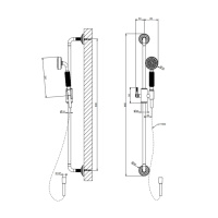 GESSI VENTI20 штанга для душа 800 мм., с ручным душем и шлангом 1500 мм., цвет Finox Brushed Nickel - Gidratop.ru изображение