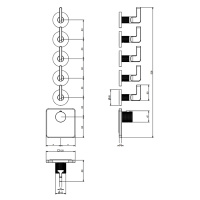 GESSI INCISO встраиваемый термостатический смеситель на 5 источников, резьба 3/4 (внешние части), цвет: хром - Gidratop.ru изображение