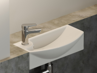 Умывальник подвесной прямоугольный с крепежом (чаша справа, отверстие под смеситель слева) Element 455x220x130мм - Gidratop.ru изображение