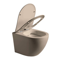 Унитаз подвесной Globo VT1-14SMC безободковый, цвет капучино мат., ультратонкое сиденье soft-close - Gidratop.ru изображение