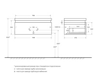 SLIDER База под раковину подвесная с одним выкатным ящиком, черный Фьюжн, 796x476x300, SLIDER-800-1C-SO-NF-P - Gidratop.ru изображение