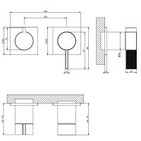 GESSI  INVERSO DIAMANTATO внешняя часть настенного смесителя для душа на 2 выхода, цвет: Matte Black - Gidratop.ru изображение