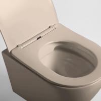 Унитаз подвесной Globo VT1-14SMC безободковый, цвет капучино мат., ультратонкое сиденье soft-close - Gidratop.ru изображение