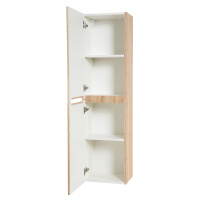 ETNA Шкаф подвесной с двумя распашными дверцами с доводчиками, с двумя полками, левосторонний, Rovere Bianco, 400x300x1500, ETNA-1500-2A-SC-WO-P-L - Gidratop.ru изображение