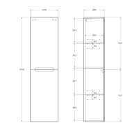 ETNA Шкаф подвесной с двумя распашными дверцами с доводчиками, с двумя полками, правосторонний, Bianco Lucido, 400x300x1500, ETNA-1500-2A-SC-BL-P-R - Gidratop.ru изображение