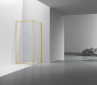 Душевой уголок Slim 8mm VSR-4SLP9090CLG, 900*900, брашированное золото, стекло прозрачное - Gidratop.ru изображение