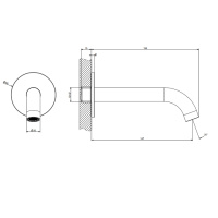 GESSI 316 настенный излив 146мм на 1/2, комбинируемый с удаленным управлением (не входит в комплект), цвет: brushed black metal pvd - Gidratop.ru изображение