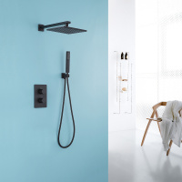 Душевая система ABBER Weiss Insel AF8051B скрытого монтажа без излива, термостат, черный матовый - Gidratop.ru изображение