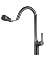 Смеситель для кухни с выдвижным изливом WONZON & WOGHAND, Темный графит (WW-AE54123-BGG) - Gidratop.ru изображение