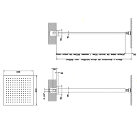 Gessi Rettangolo верхний душ для потолочного крепления 300x300мм, СПЕЦРАЗМЕР-УКАЖИТЕ (высота от 115 до 1865мм), цвет: хром - Gidratop.ru изображение
