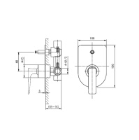 Смеситель для ванны встраиваемый WONZON & WOGHAND SHARK, Хром (WW-483700-CR) - Gidratop.ru изображение