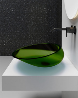 Раковина накладная прозрачная ABBER Kristall AT2812Emerald зеленая - Gidratop.ru изображение