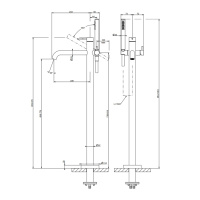 GESSI 316 напольный смеситель для ванны с душевой лейкой (внешние части), цвет: Black XL - Gidratop.ru изображение
