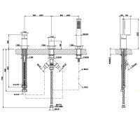Gessi Rettangolo смеситель для ванны на 3 отверстия, с переключателем и ручным душем, без излива, цвет: хром - Gidratop.ru изображение