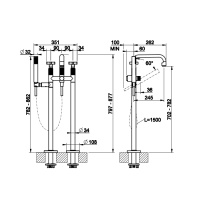 Gessi Inciso напольный смеситель для ванны с ручным душем (внешние части), цвет: Brushed Brass PVD - Gidratop.ru изображение