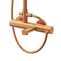 LEAF-CVDA-30-L-SS Душевая стойка телескопическая, с изливом с верхним и ручным душем, верхний душ диаметр 230 мм АБС пластик, исполнение Sunset - Gidratop.ru изображение