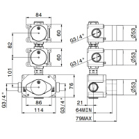 Newform Встраиваемая часть термостатического смесителя 3/4"на 2 источника - Gidratop.ru изображение