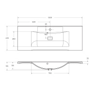 Раковина из литьевого мрамора, 1200x450x150, BB1200/450-LV-MR-PR - Gidratop.ru изображение