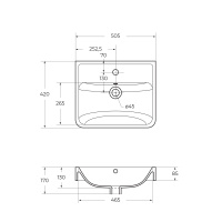 NEON керамическая раковина 19050, 500x415x160 - Gidratop.ru изображение