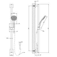GESSI Rilievo штанга в комплекте с душевой лейкой, шланг 1,50 м., цвет: хром - Gidratop.ru изображение