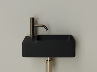 Умывальник подвесной прямоугольный (чаша справа, отверстие под смеситель слева) цвет черный матовый Element 395x220x125мм - Gidratop.ru изображение