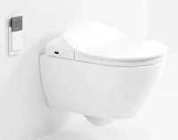 Подвесной безободковый унитаз электронный Villeroy&Boch Subway 2.0 5614 R5R1 с патрубком, крышка-сиденье с функцией биде, с покрытием CeramicPlus - Gidratop.ru изображение