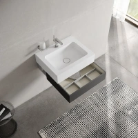 Тумба с раковиной Keuco Edition 300 39611390100, с раковиной, 65 см, цвет антрацит - Gidratop.ru изображение