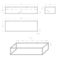 Консоль металлическая под накладные раковины подвесная, 1400x460x300 EK-140-ST - Gidratop.ru изображение