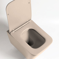 Унитаз подвесной Q-Line VT1-12MC безободковый, цвет капучино мат., ультратонкое soft close сиденье - Gidratop.ru изображение