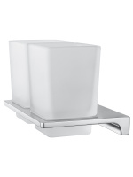 Два стакана для зубных щеток с держателем WONZON & WOGHAND ECLIPSE, Хром (WW-9128) - Gidratop.ru изображение