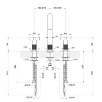 GESSI INCISO смеситель для раковины на 3 отверстия без донного клапана, излив 160мм, h=240мм, цвет: nero XL - Gidratop.ru изображение