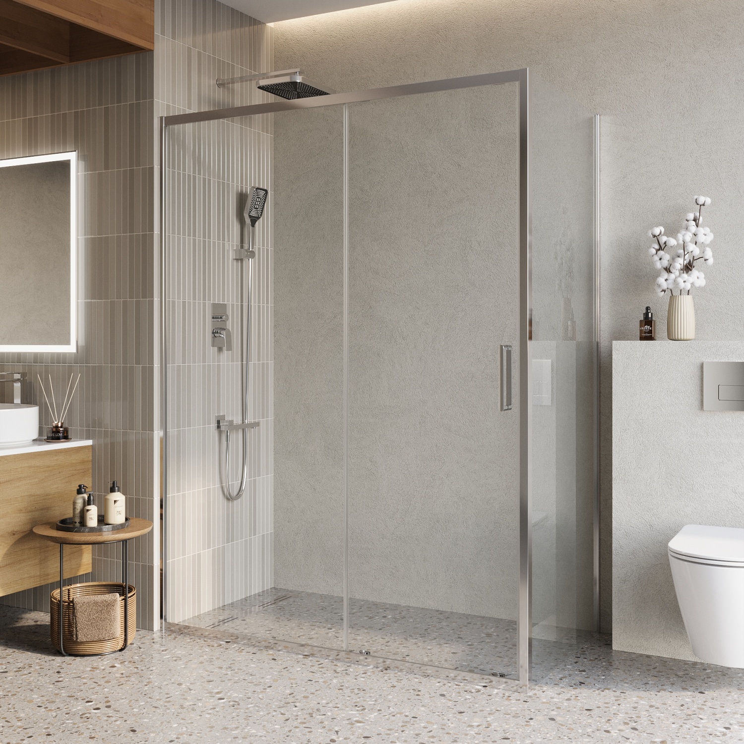 Душевой уголок BelBagno LUCE-AH-1-150/80-C-Cr