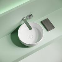 Раковина накладная Taycan, круглая, диаметр 375 мм, высота 140 мм, белая - Gidratop.ru изображение