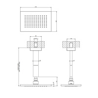 Gessi Rettangolo верхний душ для потолочного крепления 216x140мм, высота от 115 до 1865мм, цвет: черный - Gidratop.ru изображение