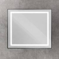 Зеркало в алюминиевой раме со встроенным светильником и сенсорным выключателем по периметру рамы, SPC-KRAFT-900-800-SENS-NERO, 900x800x32 мм - Gidratop.ru изображение