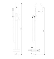 Смеситель для ванны напольного монтажа WONZON & WOGHAND STICK, Брашированное золото (WW-88649017-BG) - Gidratop.ru изображение