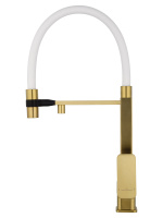 Смеситель для кухни с гибким изливом и подключением фильтра WONZON & WOGHAND, Брашированное золото (WW-88458012-BG（MW)) - Gidratop.ru изображение