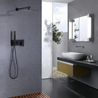 Душевая система ABBER Daheim AF8218B скрытого монтажа без излива, черная матовая - Gidratop.ru изображение