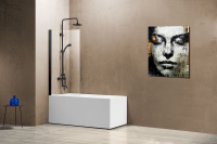 Душевая шторка на ванну VSB-11800CLB, 800*1400, черный, стекло прозрачное - Gidratop.ru изображение