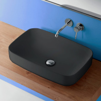 Раковина 60х38 см, без отв., накладная, цвет: черный матовый - Gidratop.ru изображение