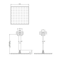 Gessi Rettangolo верхний душ для потолочного крепления 300x300мм, СПЕЦРАЗМЕР-УКАЖИТЕ (высота от 115 до 1865мм), цвет: черный - Gidratop.ru изображение