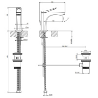 GESSI Rilievo смеситель для раковины на 1 отв. с донным клапаном  h=153мм, излив 126мм , цвет: хром - Gidratop.ru изображение