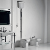 Бачок подвесной для унитаза (без крышки), для монтажа с высокой трубой, (без трубы и механизма слива), цвет белый - Gidratop.ru изображение