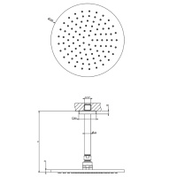 GESSI Rilievo потолочная верхний душ шарнирная на 1/2, Oslash;250мм, длина изгот. под заказ (105 - 1855мм), цвет: nero XL - Gidratop.ru изображение