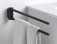 Полотенцедержатель двойной, поворотный Keuco Plan 14919370000, 300 мм, черный матовый - Gidratop.ru изображение