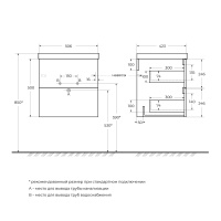 DUE База под раковину подвесная с двумя выкатными ящиками, Bianco Lucido, 500x422x500, DUE-500-2C-SO-BL-P - Gidratop.ru изображение