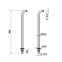 Gessi  стойка для ванной, высота 800 мм., цвет: хром - Gidratop.ru изображение
